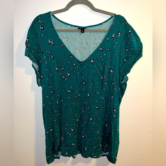 torrid Tops - Torrid Green Cheetah Print corset back blouse